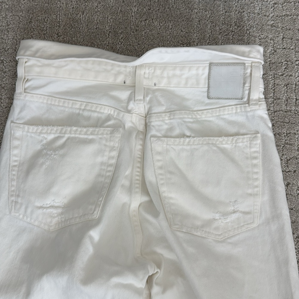 Jean Atelier Flip Straight Leg Jeans in White Sand distressed button fly - Picture 8 of 11